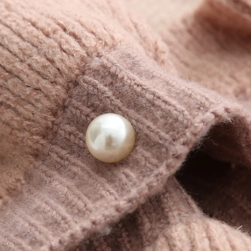 Autumn Oversized Sweater Cardigans Winter Cute Ruffles Women Warm Knit Coat Plus Size Pearl Button Twist Loose Female Jacket |