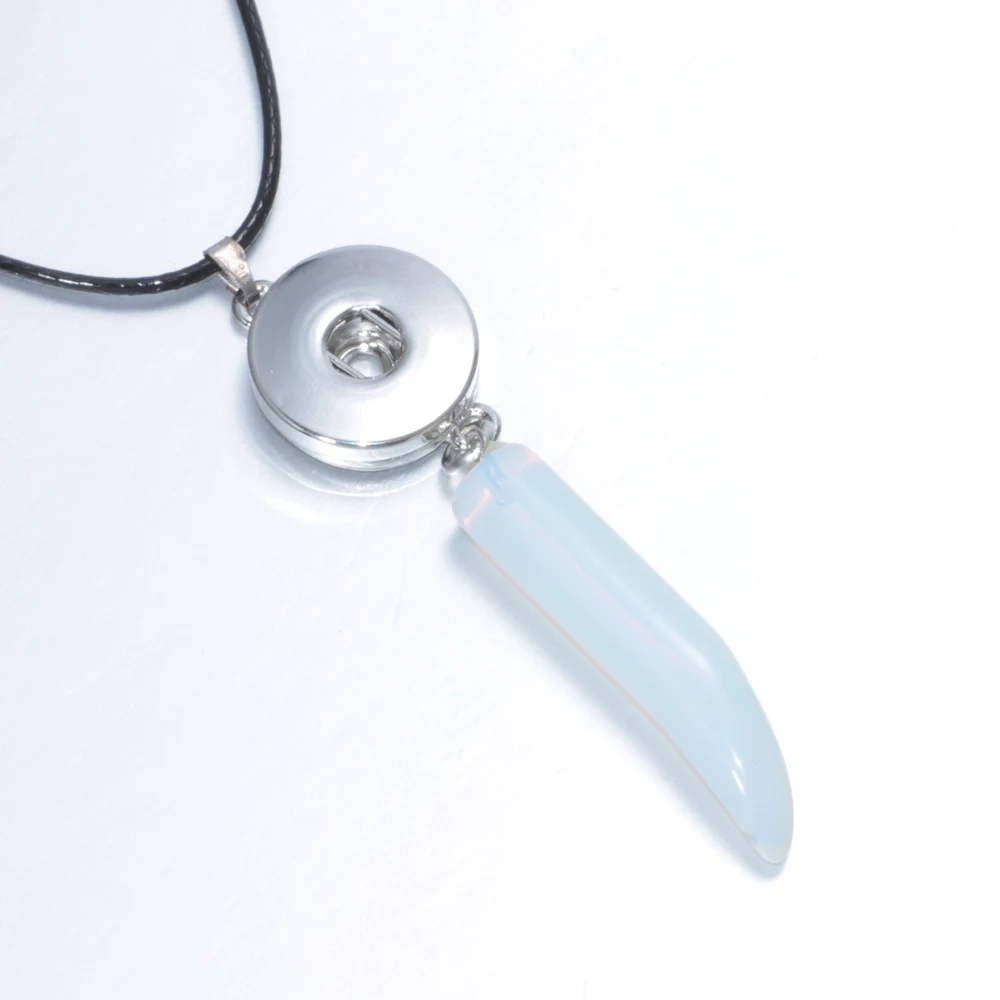 New Arrivals Light Pink Natural Stone Crescent Pendant Necklace Snap Jewelry fit 18mm Button DZ0119d|crescent pendant|snap jewelry pendantnatural
