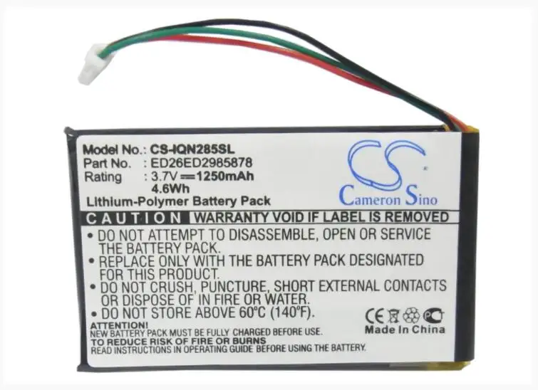 Cameron sino 1250 mAh аккумулятор для GARMIN Nuvi 285 285 W 285WT ED26ED2985878 gps, аккумулятор для навигатора