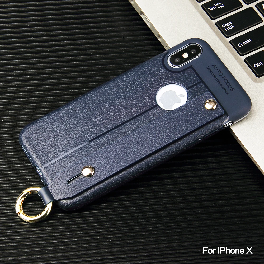 Litchi leather wrist strap for iphone 6 6s 6plus 7 8 7plus 8plus mobile phone case iPhone x xr xsmax back cover |