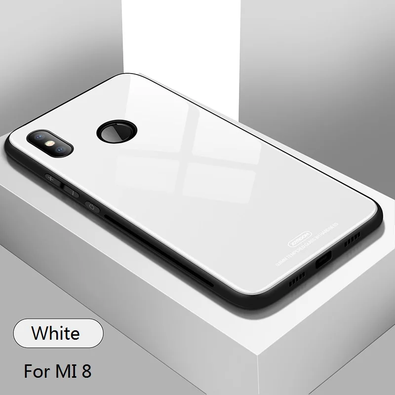 Для Xiaomi mi 8 стеклянная задняя крышка чехол Жесткий ПК корпус с мягким краем для
