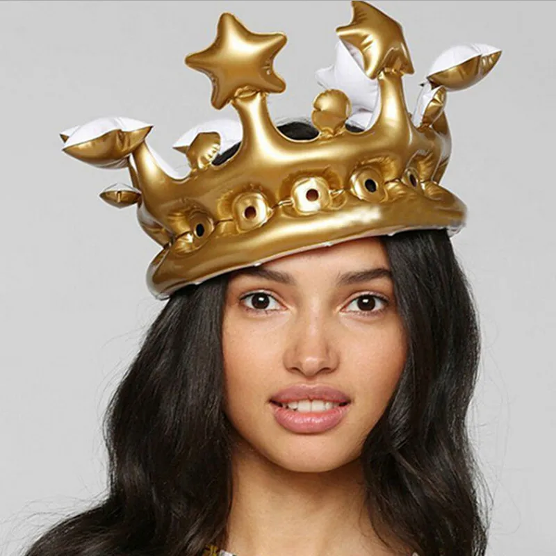 

Prince Princess Inflatable Crown Kids Birthday Halloween Costumes Party Hats DIY Inflated Cosplay Tools Stage Props Supplies
