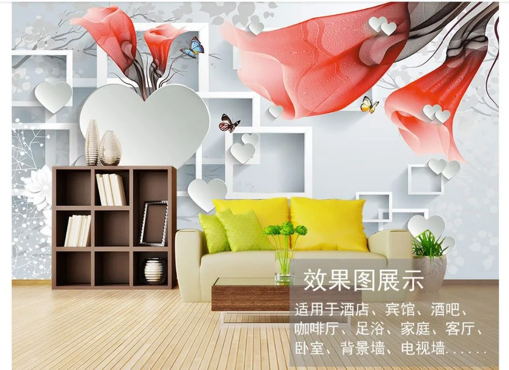 photo wallpaper 3d murals custom Simple butterfly flying mural block diagram Flowers wall paper living room decoration | Обустройство