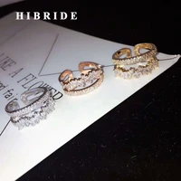 hibride trendy style baguette cubic zircon open adjustable women ring fashion bridal wedding party rings bague femme r 222