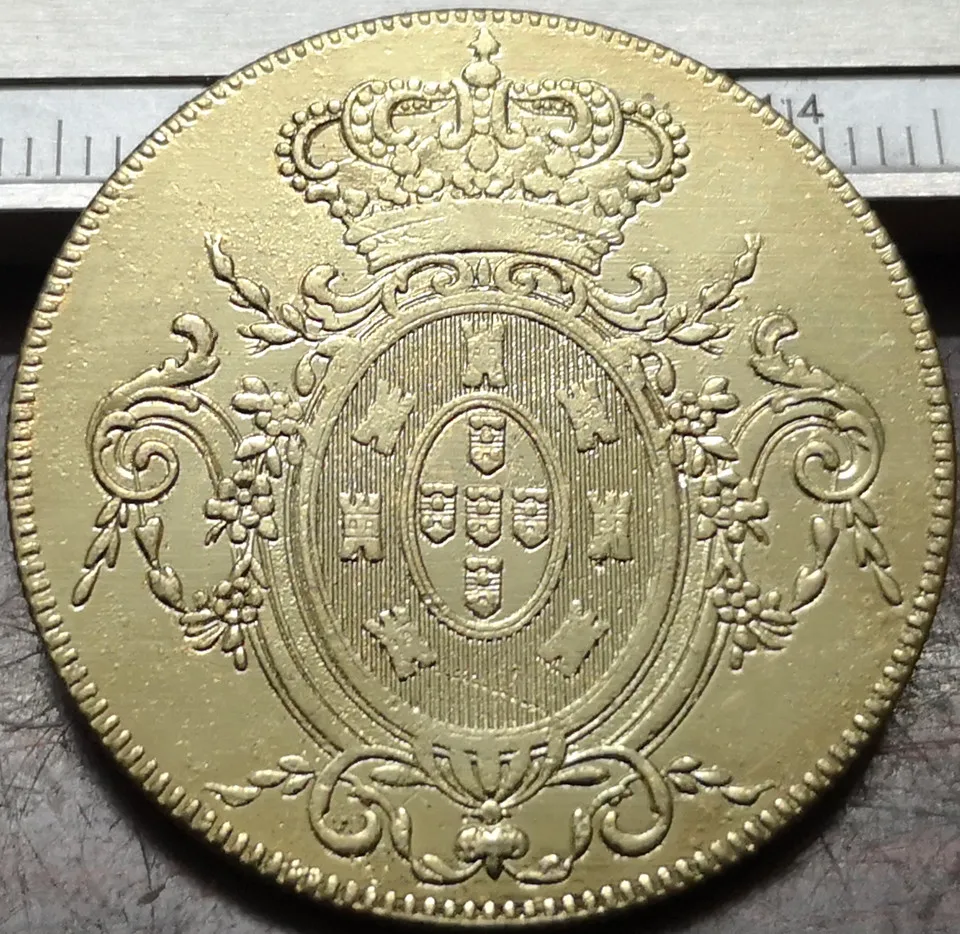 1806 Бразилия 6400 Reis КОПИЯ 22 K позолоченная монета