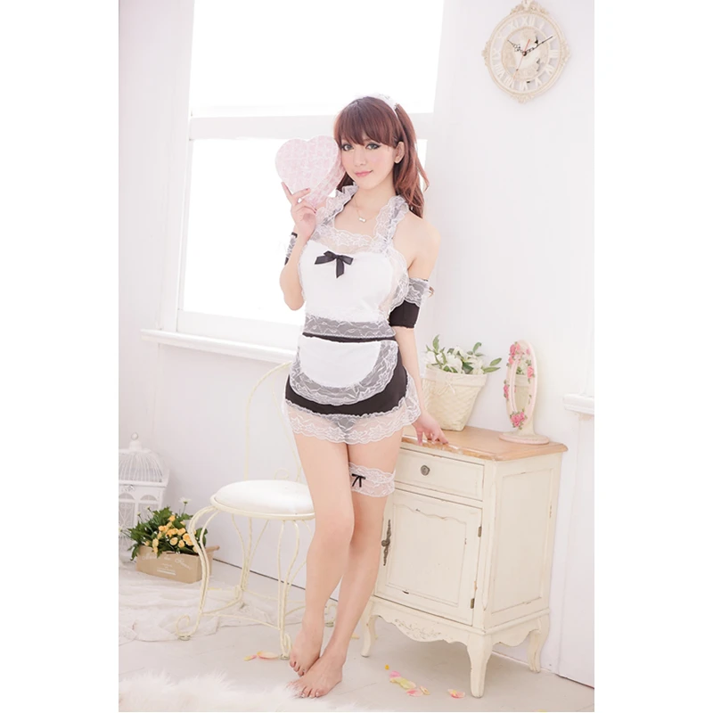 Sexy Lingerie Hot Underwear Lovely Female White Lace Erotic Costume Women Maid Uniform Costumes Role Play | Тематическая одежда и