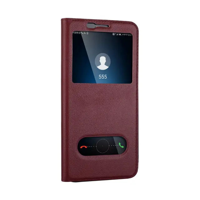 Red wine Huawei mate 10 Lite чехол Maimang 6 смарт-Окно Флип чистый натуральная кожа чехол для телефона для Honor 9i Nova 2i Як кожаный чехол Капа - Цвет: Red wine