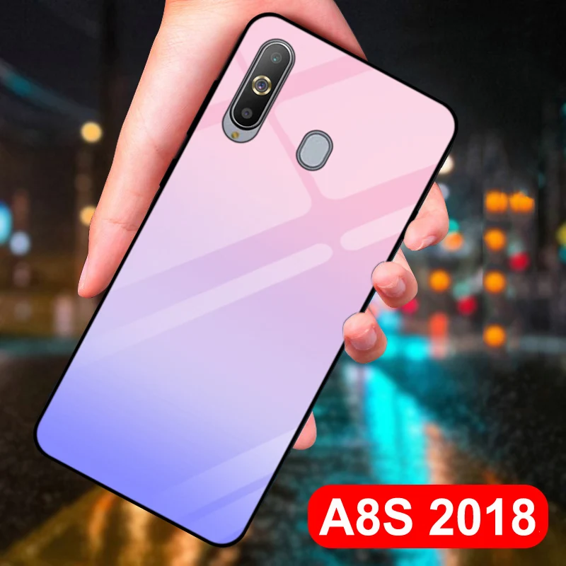 Чехол для samsung galaxy A8S, Одноцветный, закаленное стекло, чехол для телефона, для samsung A8S, SM-G8870, чехол, градиентное стекло, оболочка, 6,4"