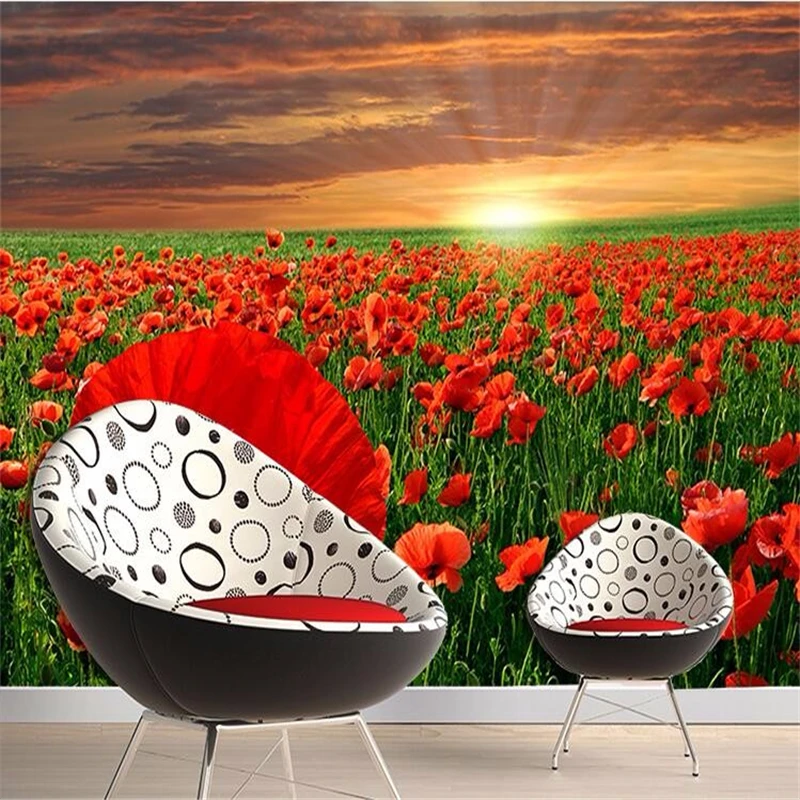 Фотообои beibehang 3D современный минималистичный фон для дивана красивый Мак цветы