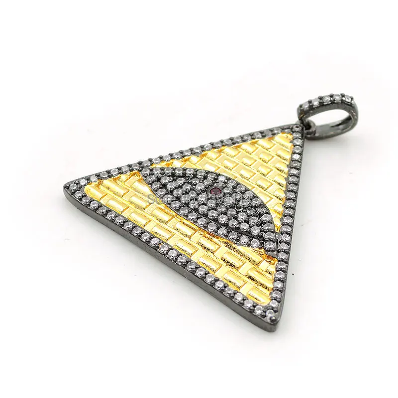 30*28*3 мм Micro Pave Clear & Fuchsin глаз с фианитами рельефа треугольные амулеты подходят для