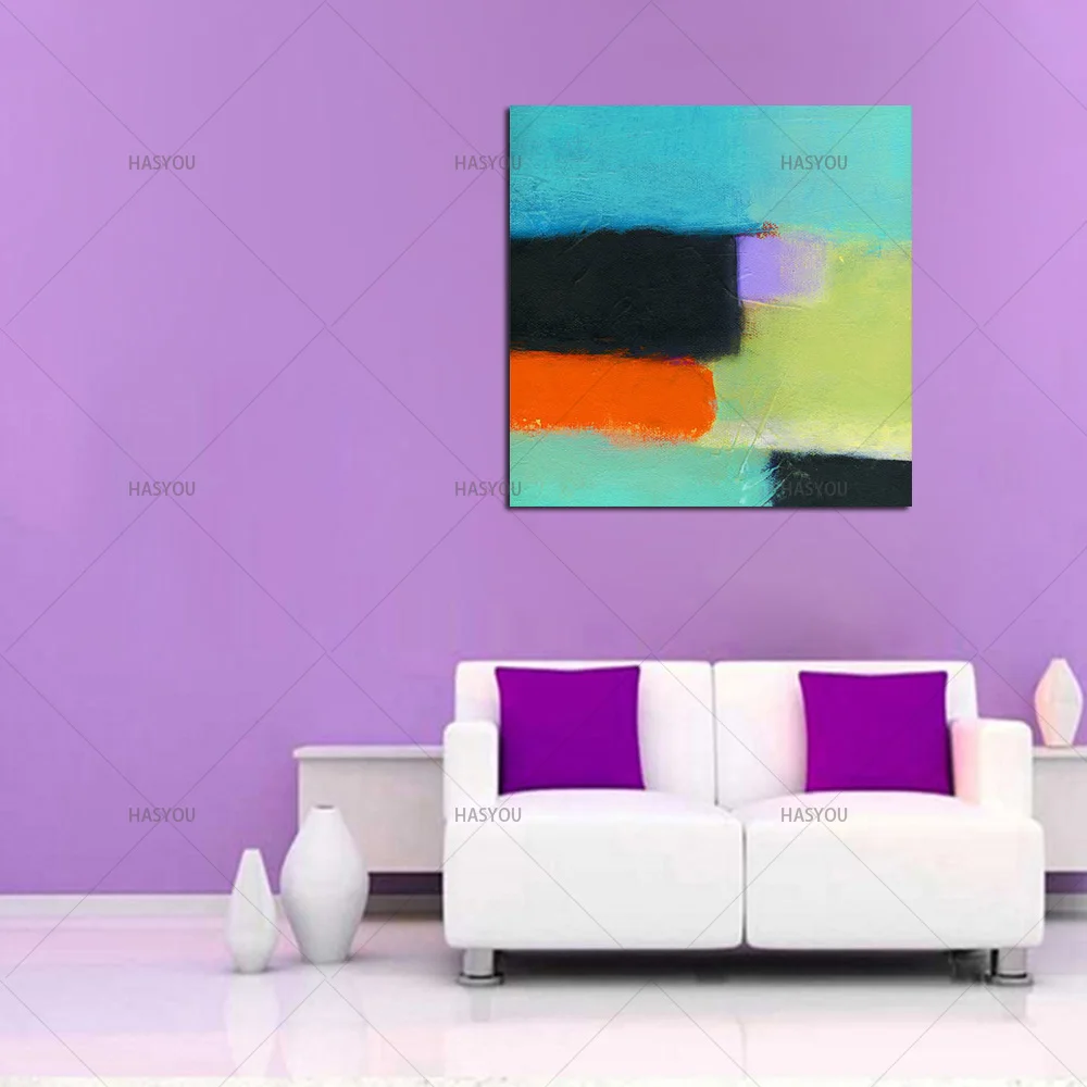 Oil Painting On Canvas Handmade Abstract Hand painted Modern Art Decor for Living Room Wall Blue Nordic | Дом и сад