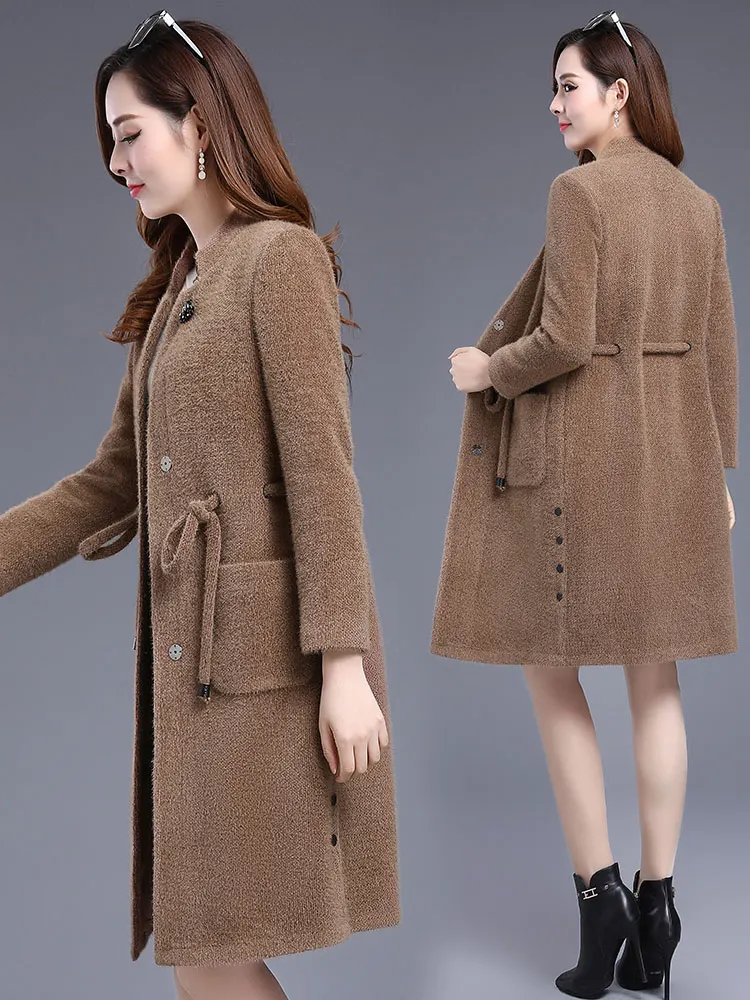 Для женщин куртка новый мода 2019 г. пальто искусственный мех осень кашемир под