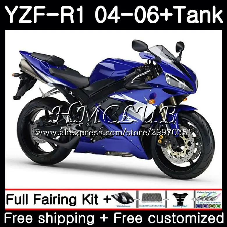 

Body For YAMAHA YZF R 1 YZF-1000 Glossy blue YZF 1000 YZF R1 2004 2005 2006 15HC.15 YZF1000 YZF-R1 04 06 YZFR1 04 05 06 Fairing