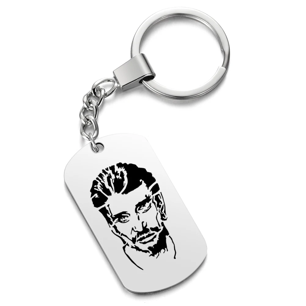 Персонализированные фото гравировки рок Джонни Хелли брелки из нержавеющей