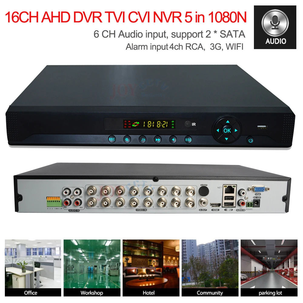 Домашний видеорегистратор AHD 1080P 16CH AHDNH DVR 16 каналов 2 SATA HDD порт 3G Wifi Гибридный NVR ONVIF