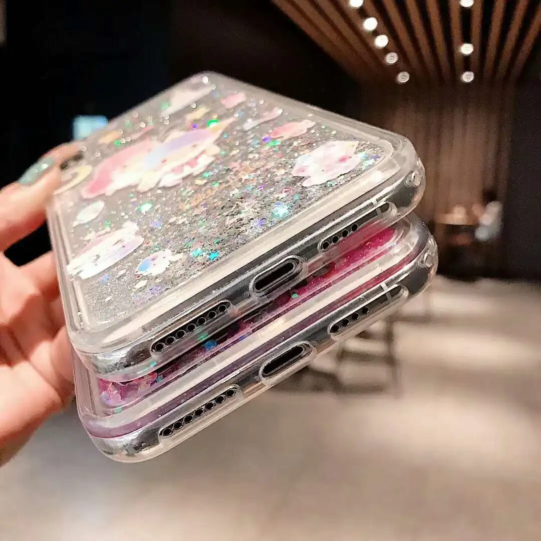 Блестящий милый чехол Gemini Liquid Quicksand для iPhone Xr XS MAX X 7 8 Plus пара силиконовая мягкая