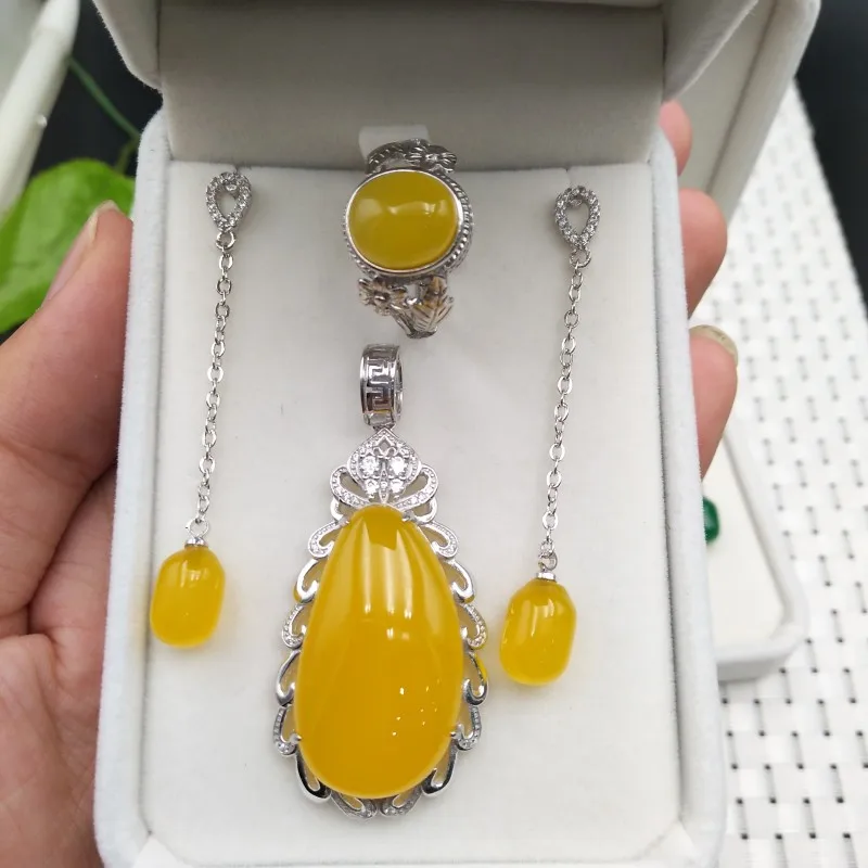 Натуральный аутентичный набор из халцедона желтое зеленое женское кольцо с