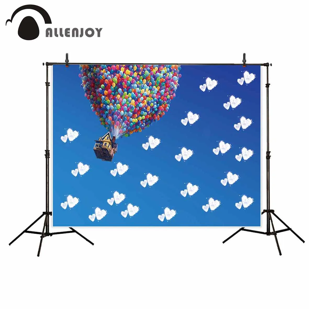 Allenjoy photography background balloons house cloud heart blue sky backdrop photobooth photo studio photocall professional | Электроника