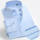 Однотонная мужская формальная рубашка с длинным рукавом размера плюс 8xl, деловая Мужская рубашка, базовая офисная мужская одежда с передним карманом белого цвета