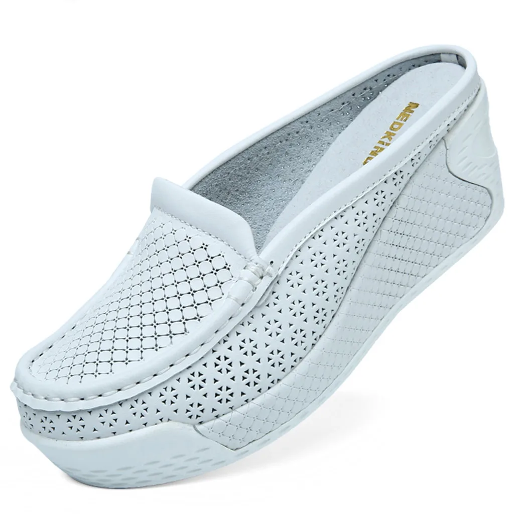 Zapatos de mujer; женская обувь; женские модные повседневные туфли на танкетке без застежки; однотонные Летние удобные туфли на танкетке