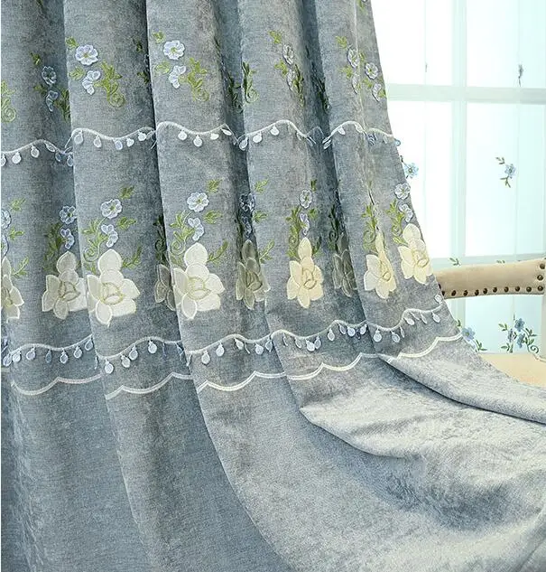 Curtains Серый кружевной дизайн, пасторальный стиль, затемненные занавески для гостиной, жаккардовая ткань, занавески, тюль, ткань, занавески, украшение - Цвет: Curtains