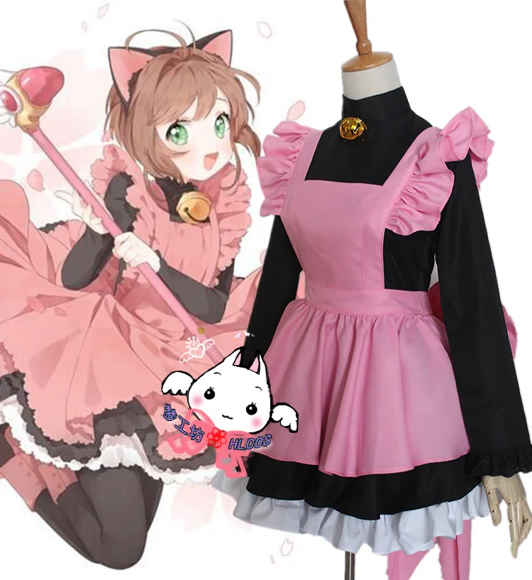 Женский костюм на Хэллоуин горничной розового цвета в японском стиле для девушек