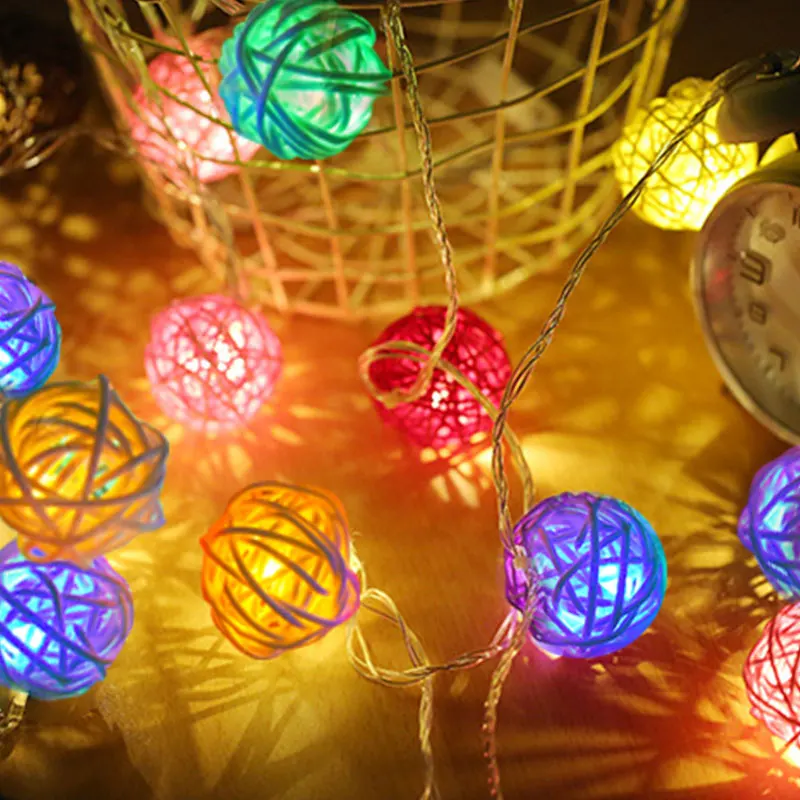 5 м RGB LED ротанговый шар рождественские медные струнные огни AA на батарейках Sepak