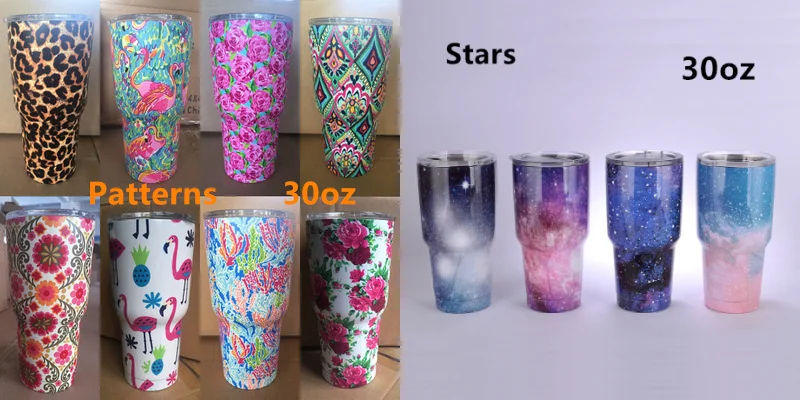 Patterns 25 шт./лот, 30 унций, термос, кружки, стаканы для воды, кофе, чашки для путешествий, 18/8, нержавеющая сталь, с двойными стенками, изолированное вакуумное стекло - Цвет: Patterns