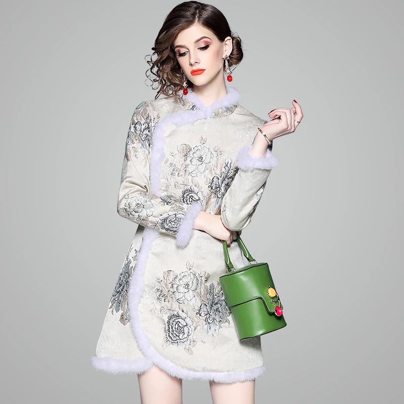 Тонкое пальто cheongsam, новинка, высокое качество, Осеннее тонкое пальто в китайском стиле с цветами, ретро Женская одежда, зимняя куртка с длинными рукавами