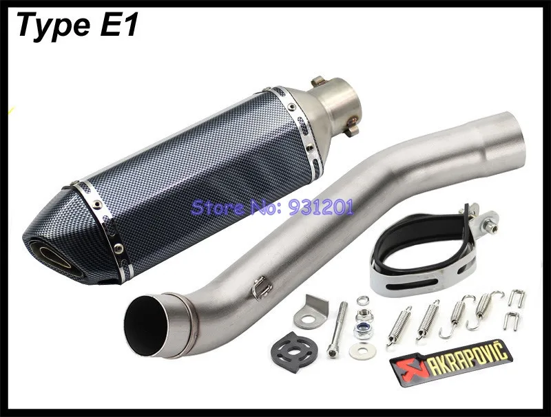 Мотоцикл без шнуровки для Kawasaki Z750 Akrapovic выхлопная система глушитель побега среднего звенья трубы с Akrapovic выхлопной трубы дБ убийца - Цвет: Type E1