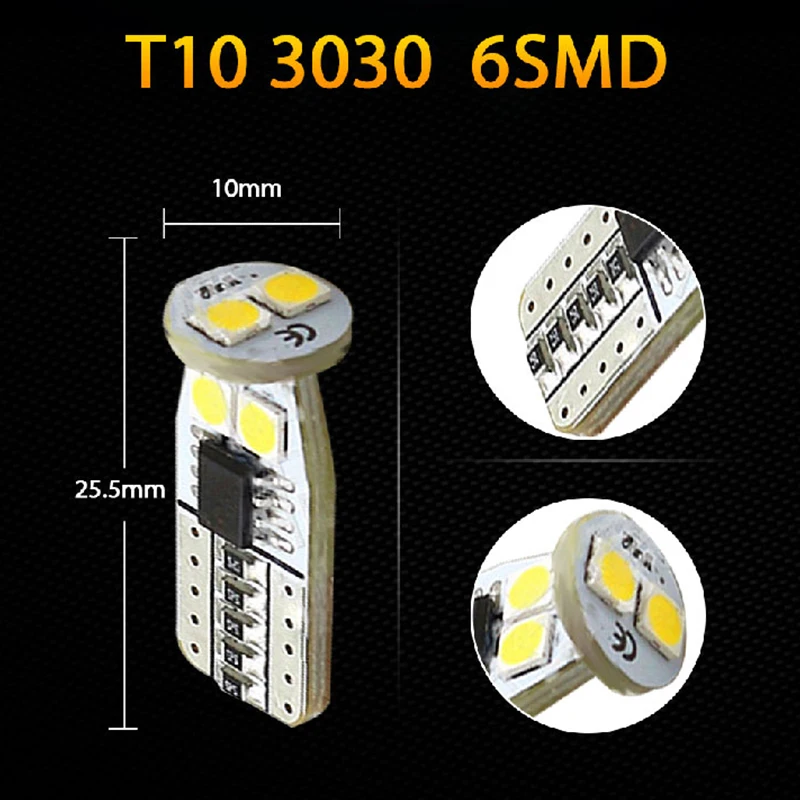 Подсветка SMD 3030 T10 LED W5W Клин 194 168 2825 угловые огни карта лампы зазор сигнала боковой