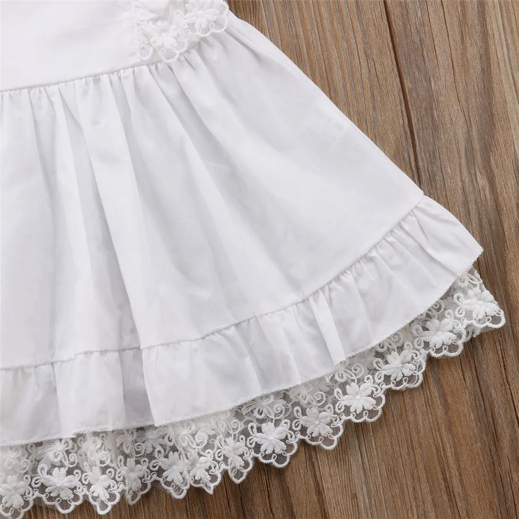 Kids Dresses For Girls Summer Toddler Infant Girl Flying Sleeve Lace Solid Color Rrincess Dress Robe Princesse Enfant Fille | Детская