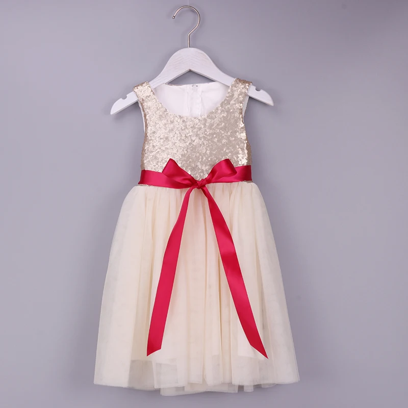 Flower Girls Dress Sequin Champagne Toddler Kids Party Sparkle Glitter Tutu Birthday Summer | Детская одежда и обувь