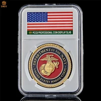 us marine corps department of the navy military gold plated metal token challenge commemorative coin collection wpccb hoder