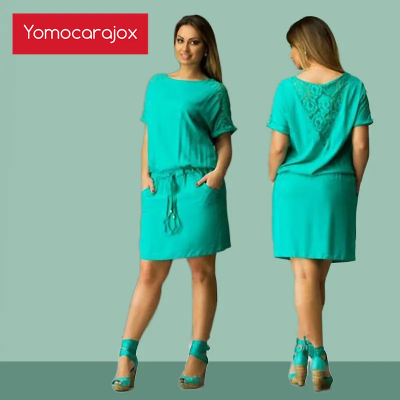 Женское Хлопковое платье топ с круглым вырезом большого размера|dress fashion|dress