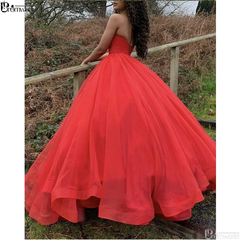 Abendkleider Red Evening Dresses 2021 Sweetheart Organza Ball Gown Party Dress robe soiree dubai Prom | Свадьбы и торжества