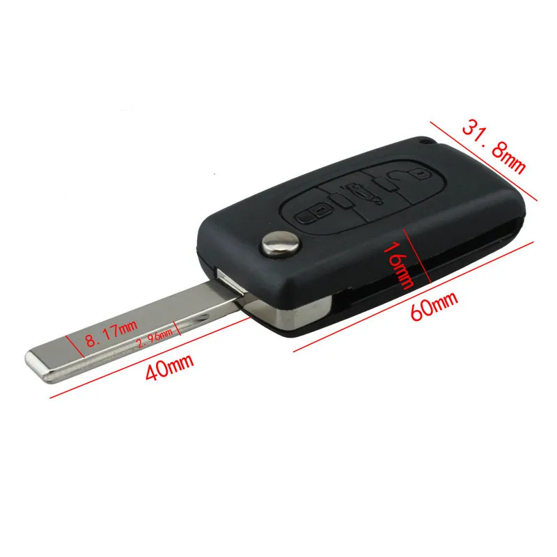 3 Buttons Car Key Refit Cover Case Shell For CITROEN C2 C3 C4 C5 C6 XSARA GRAND PICASSO Flip Fob Uncut Blade Remote | Автомобили и