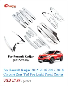 Для Renault Kadjar хром задний багажник противотуманная фара крышка выключателя освещения гриль отделка молдинг автомобиля Стайлинг Аксессуары