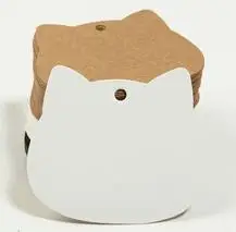 white 100 шт. в форме кошки крафт-бумага, подарочные бирки, закладки, свадебные, рождественские, гребешки, этикетки, пустой багаж, событие - Цвет: white