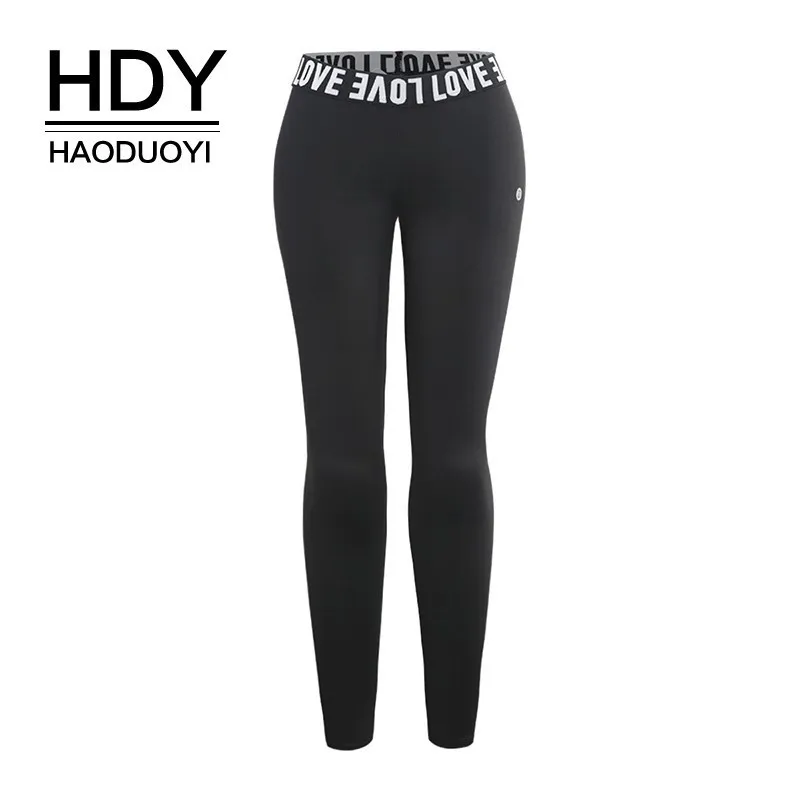 HDY Haoduoyi Femme Летние Стильные повседневные штаны для фитнеса с надписью эластичные