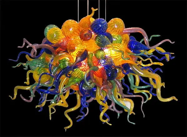 

W100CM *H120CM Contemporary 110/120/220/240V Luxury Colorful Hand Blown Glass Chandeliers with LED Bulbs