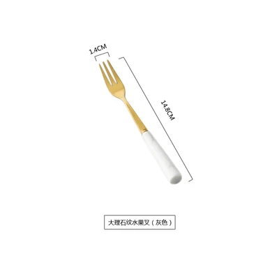 Gray Small Fork Мраморный керамический столовый набор, столовые приборы, ножи, вилки, ложки, кухонная посуда, нержавеющая сталь, домашние вечерние столовые приборы, набор посуды, Прямая поставка - Цвет: Gray Small Fork