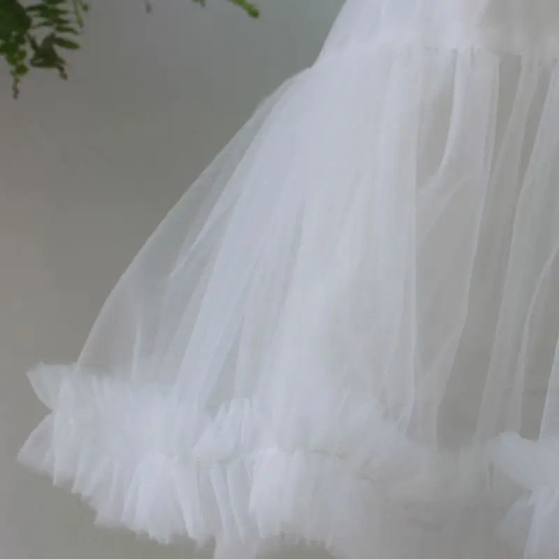 Women Girls Ruffled Short Petticoat Solid White Color Fluffy Bubble Tutu Skirt Puffy Half Slip Prom Crinoline Underskirt No Hoop | Женская