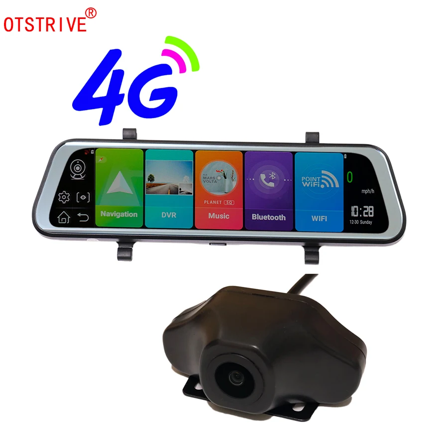 Otstrive 10 дюймов ADAS WiFi Bluetooth Android 8 1 GPS двойной объектив DVR Full HD 1080P 4G SIM сетевой