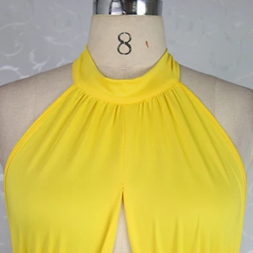 2015 new fashion yellow cotton maxi dress backless summer women beach 4519 | Женская одежда