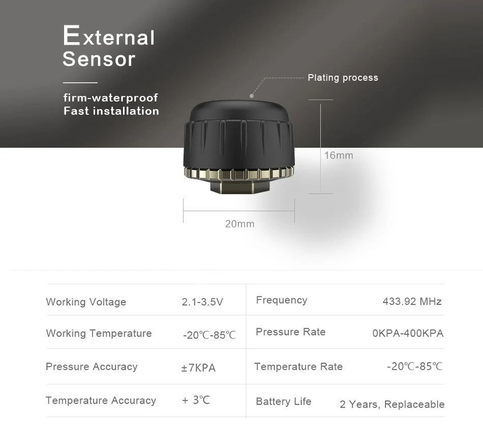Автомобильная солнечная система TPMS контроля давления в шинах датчик Система