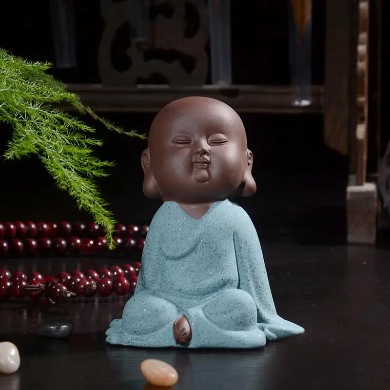 Керамические украшения Будды из фиолетового песка маленькие скульптуры поделки