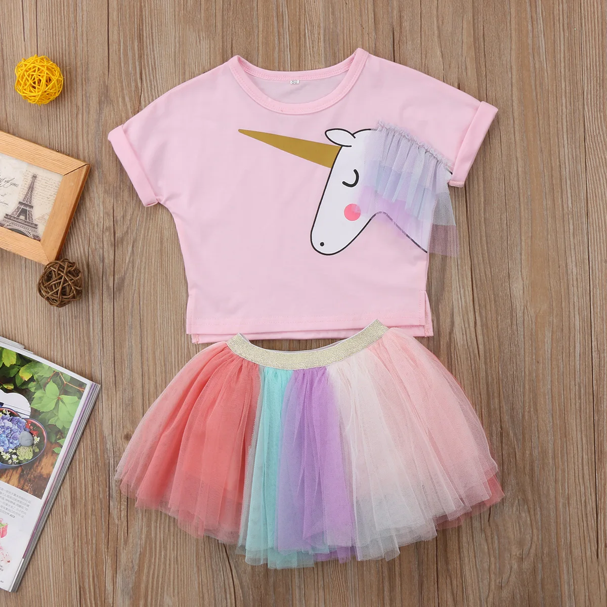 Детская футболка с короткими рукавами и кружевной юбкой пачкой|set clothes|outfit setkids baby