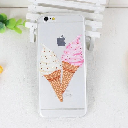 Чехол для мороженого с принтом для Apple iPhone 5 5S 6 6S 7 8 чехлы для телефонов 3D Роскошные Макарон мультфильм Стиль Прозрачный чехол - Цвет: Серый