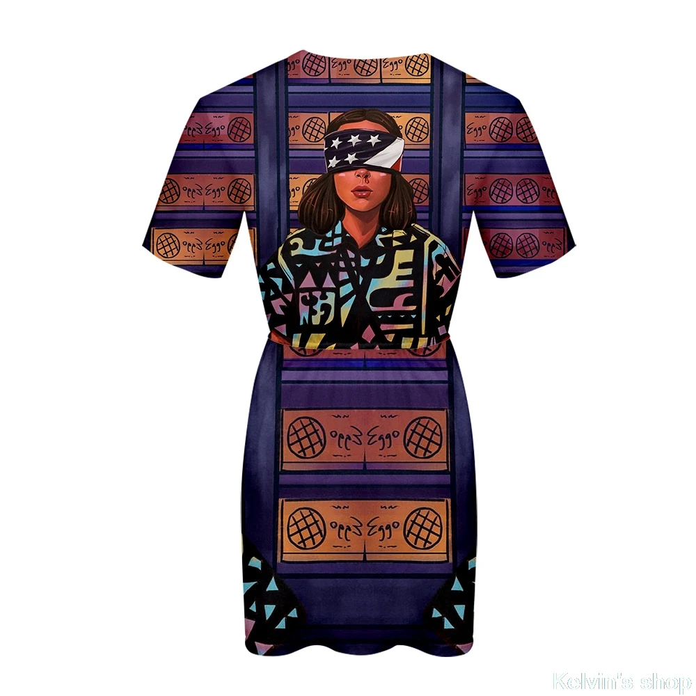 STRANGER THINGS Dress 3D Printed Summer 2019 New Women Short Sleeve Dresses Casual Ladies O Neck | Женская одежда